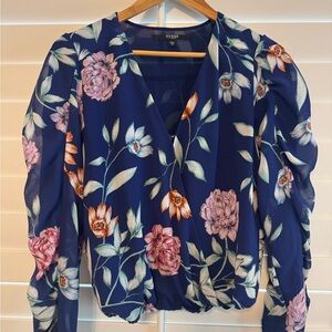 Guess Navy Floral Blouse